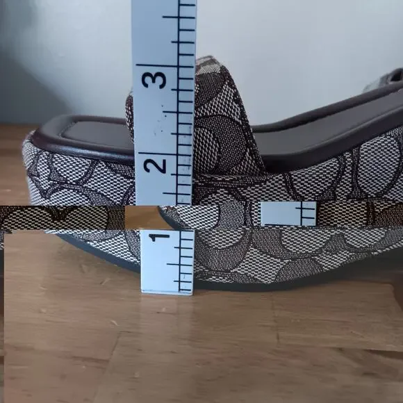 Coach Women Gale Wedge Sandal In Maple Signature Jacquard Platform Size 8.5 B - Picture 8 of 13